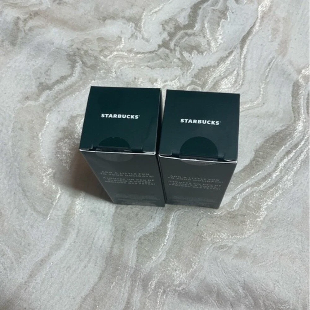 Starbucks 2022 Winter Holiday Keychains Gold Bling & Sangria Bling Set of 2